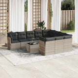 vidaXL 10-delige Loungeset met kussens poly rattan zwart