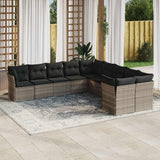 vidaXL 10-delige Loungeset met kussens poly rattan zwart
