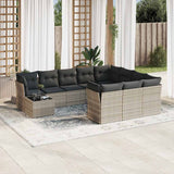 vidaXL 11-delige Loungeset met kussens poly rattan zwart