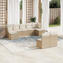 vidaXL 9-delige Loungeset met kussens poly rattan zwart