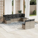 vidaXL 9-delige Loungeset met kussens poly rattan zwart