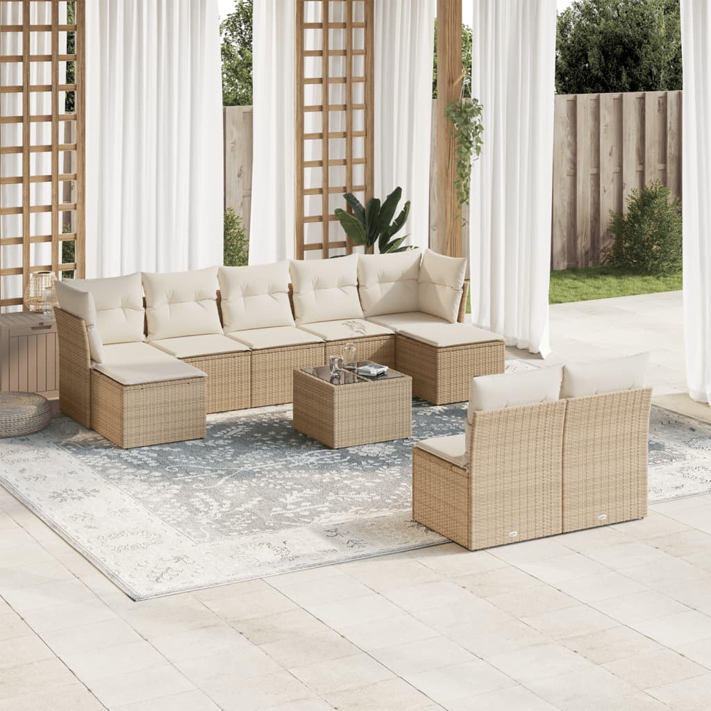 vidaXL 9-delige Loungeset met kussens poly rattan zwart
