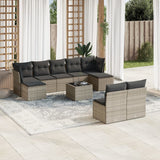 vidaXL 9-delige Loungeset met kussens poly rattan zwart