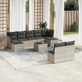 vidaXL 9-delige Loungeset met kussens poly rattan zwart