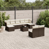 vidaXL 9-delige Loungeset met kussens poly rattan zwart