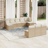 vidaXL 10-delige Loungeset met kussens poly rattan zwart