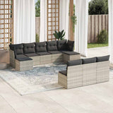 vidaXL 10-delige Loungeset met kussens poly rattan zwart