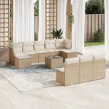 vidaXL 10-delige Loungeset met kussens poly rattan zwart