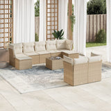 vidaXL 9-delige Loungeset met kussens poly rattan zwart