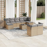 vidaXL 9-delige Loungeset met kussens poly rattan zwart