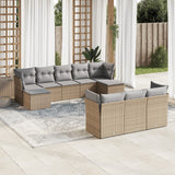 vidaXL 10-delige Loungeset met kussens poly rattan zwart