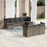 vidaXL 10-delige Loungeset met kussens poly rattan zwart