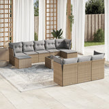 vidaXL 10-delige Loungeset met kussens poly rattan zwart