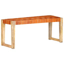 vidaXL Bench 110 cm Genuine Leather and Solid Mango Wood Brown