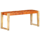 vidaXL Bench 110 cm Genuine Leather and Solid Mango Wood Brown