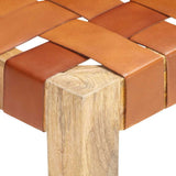 vidaXL Bench 110 cm Genuine Leather and Solid Mango Wood Brown