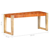 vidaXL Bench 110 cm Genuine Leather and Solid Mango Wood Brown