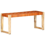 vidaXL Bench 110 cm Genuine Leather and Solid Mango Wood Brown