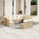 vidaXL 11-delige Loungeset met kussens poly rattan zwart