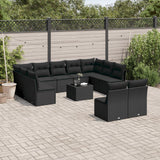 vidaXL 11-delige Loungeset met kussens poly rattan zwart