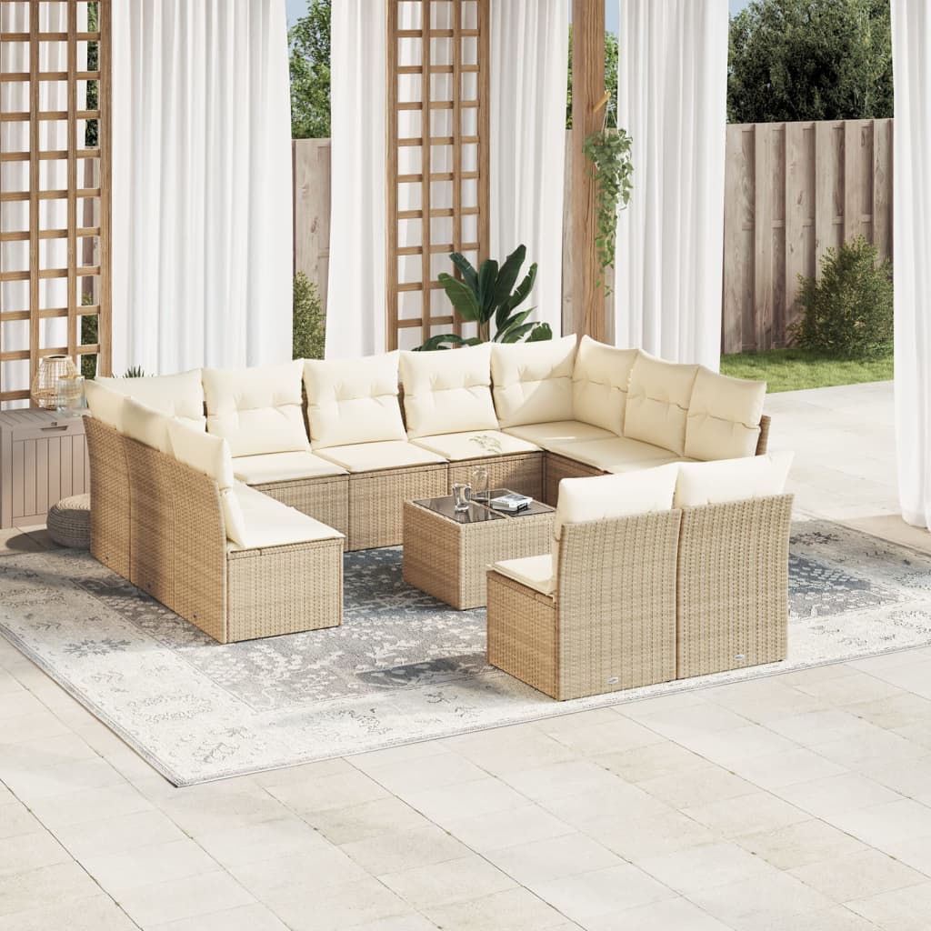 vidaXL 11-delige Loungeset met kussens poly rattan zwart