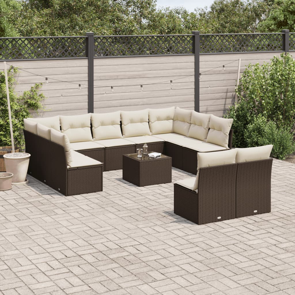 vidaXL 11-delige Loungeset met kussens poly rattan zwart