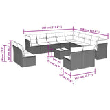 vidaXL 13-piece Garden Sofa Set with Cushions Black Poly Rattan