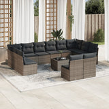 vidaXL 12-Piece Lounge Set with Cushions Poly Rattan Black