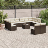 vidaXL 12-Piece Lounge Set with Cushions Poly Rattan Black
