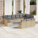 vidaXL 13-delige Loungeset met kussens poly rattan zwart