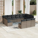 vidaXL 13-delige Loungeset met kussens poly rattan zwart
