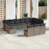 vidaXL 13-delige Loungeset met kussens poly rattan zwart