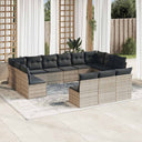 vidaXL 13-delige Loungeset met kussens poly rattan zwart