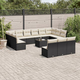 vidaXL 13-delige Loungeset met kussens poly rattan zwart