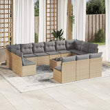 vidaXL 13-delige Loungeset met kussens poly rattan zwart