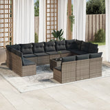 vidaXL 13-delige Loungeset met kussens poly rattan zwart