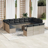 vidaXL 13-delige Loungeset met kussens poly rattan zwart