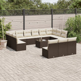 vidaXL 13-delige Loungeset met kussens poly rattan zwart
