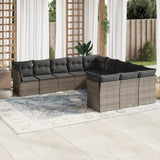 vidaXL 11-delige Loungeset met kussens poly rattan zwart