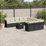 vidaXL 11-delige Loungeset met kussens poly rattan zwart