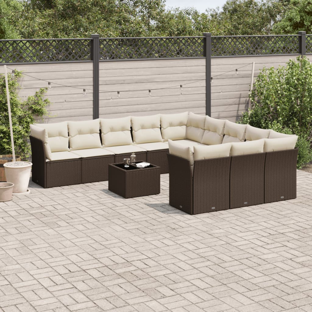 vidaXL 11-delige Loungeset met kussens poly rattan zwart