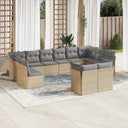 vidaXL 12-delige Loungeset met kussens poly rattan zwart