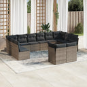 vidaXL 12-delige Loungeset met kussens poly rattan zwart