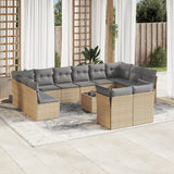 vidaXL 12-delige Loungeset met kussens poly rattan zwart