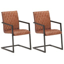 vidaXL Dining Chairs 2 pcs Real Leather Brown
