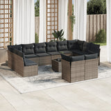 vidaXL 12-delige Loungeset met kussens poly rattan zwart