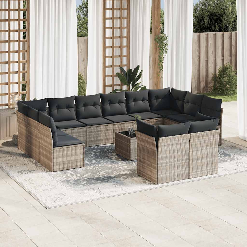 vidaXL 12-delige Loungeset met kussens poly rattan zwart