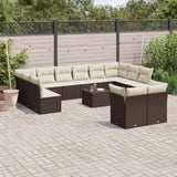 vidaXL 12-delige Loungeset met kussens poly rattan zwart