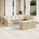 vidaXL 13-delige Loungeset met kussens poly rattan zwart