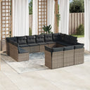 vidaXL 13-delige Loungeset met kussens poly rattan zwart